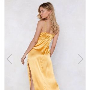 Gold satin dress